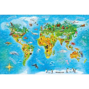 Puzzle 104 pcs Educacional - Mapa Mundo - Versão Ingles