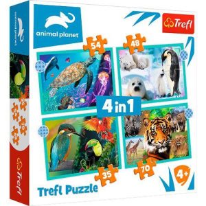 Puzzles 4 em 1 - The mysterious world of animals / Disc