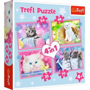 Puzzles 4 em 1 - Fun cats / Trefl