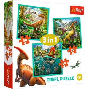 Puzzle 3 em 1 - Dinossauros