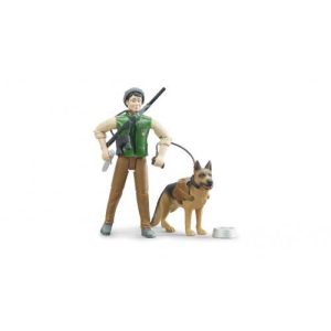 Guarda florestal c/ cão e equipamento