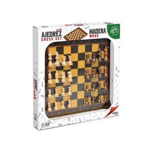 Tabuleiro de Xadrez com Acessórios em Madeira