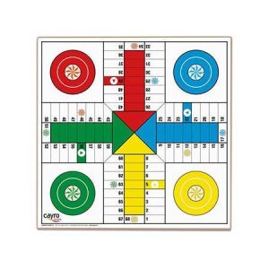 Tabuleiro de Jogo da Glória/Ludo de Madeira 33x33 cm