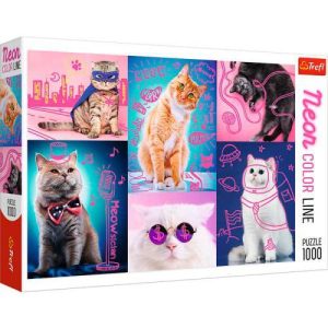 Puzzle 1000 pcs Linha Neon - Super Gatos