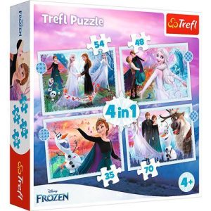 Puzzles 4 em 1 - Magic in the forest / Disney Frozen 2