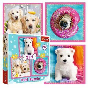 Puzzle 3 em 1 - Cães no Banho