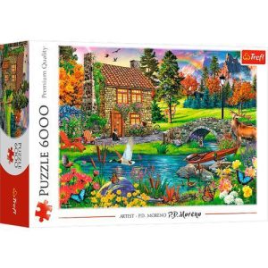 Puzzles 6000 pcs - Cottage in the mountains