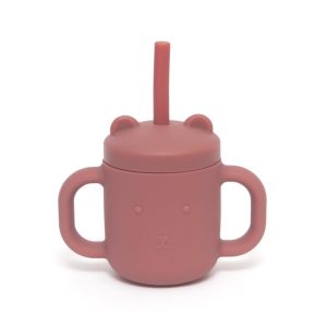 Copo de silicone com alças e palhinha Mahogany Rose