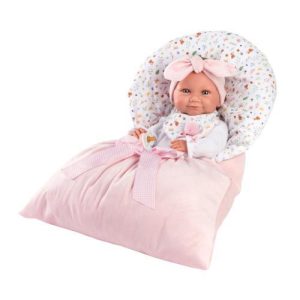TINA RECEM-NASCIDA 40 CM C/ SACO CAMA ROSA