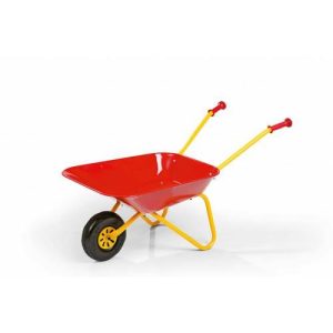 Carrinho de mão de metal vermelho
