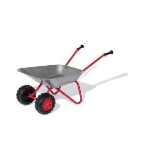 Carrinho de mão de metal 2 rodas - cinza e vermelho