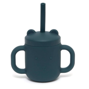 Copo de silicone com alças e palhinha Balsam Blue