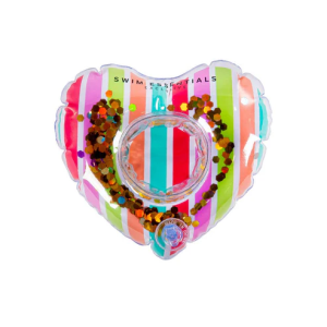 Bóia para Copos 18-20cm - Coração Arco-Íris c/ Glitter