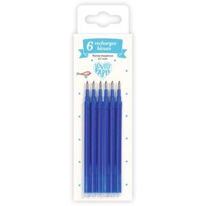 6 Recargas de Caneta Azul Ponta Média